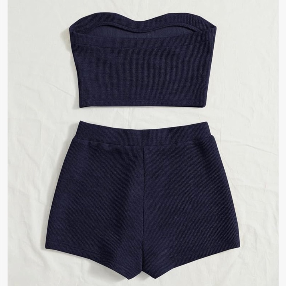 Women’s Two Piece Ribbed ribbed Cropped Set